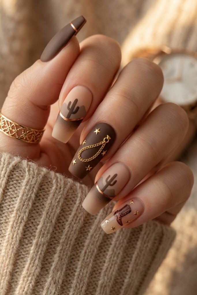 Brown & Nude Nails