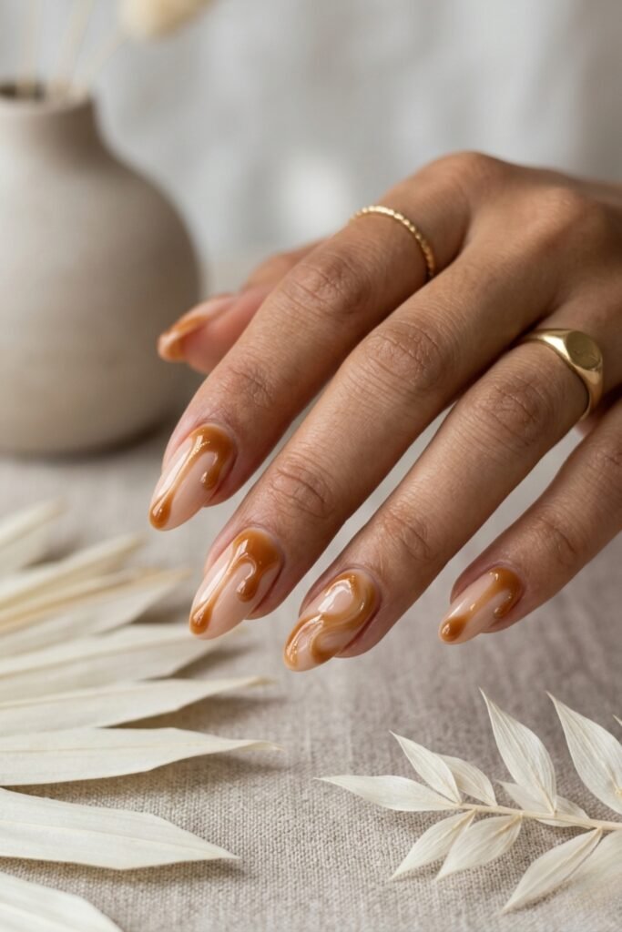 Caramel Drip Nails
