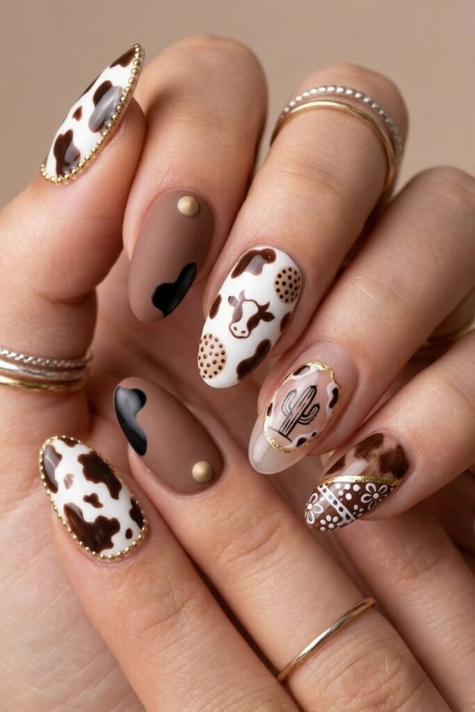 Classic Cow Print Nails