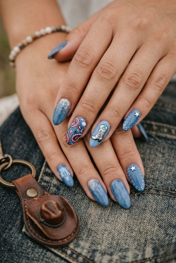 Denim Blue Nail Designs