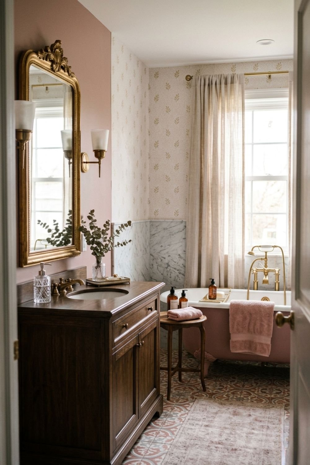 Pink and Gold Bathroom Tiles