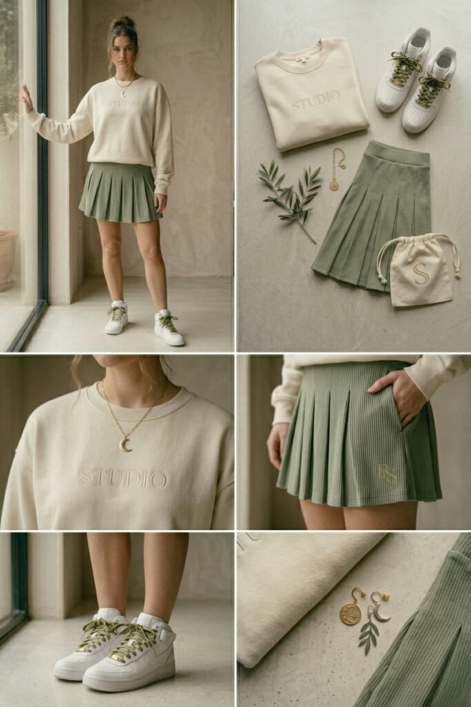 Sweatshirt with Tennis Skirt