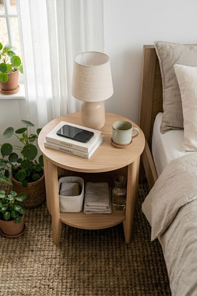 bedside table with storage ideas