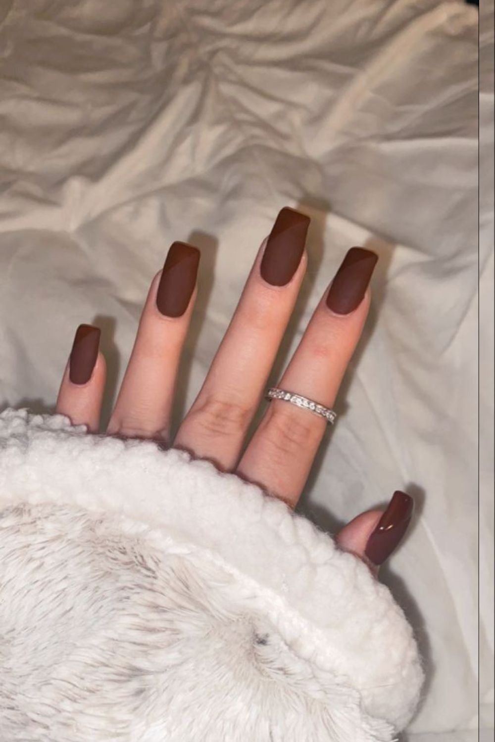 medium square french tip nails with design