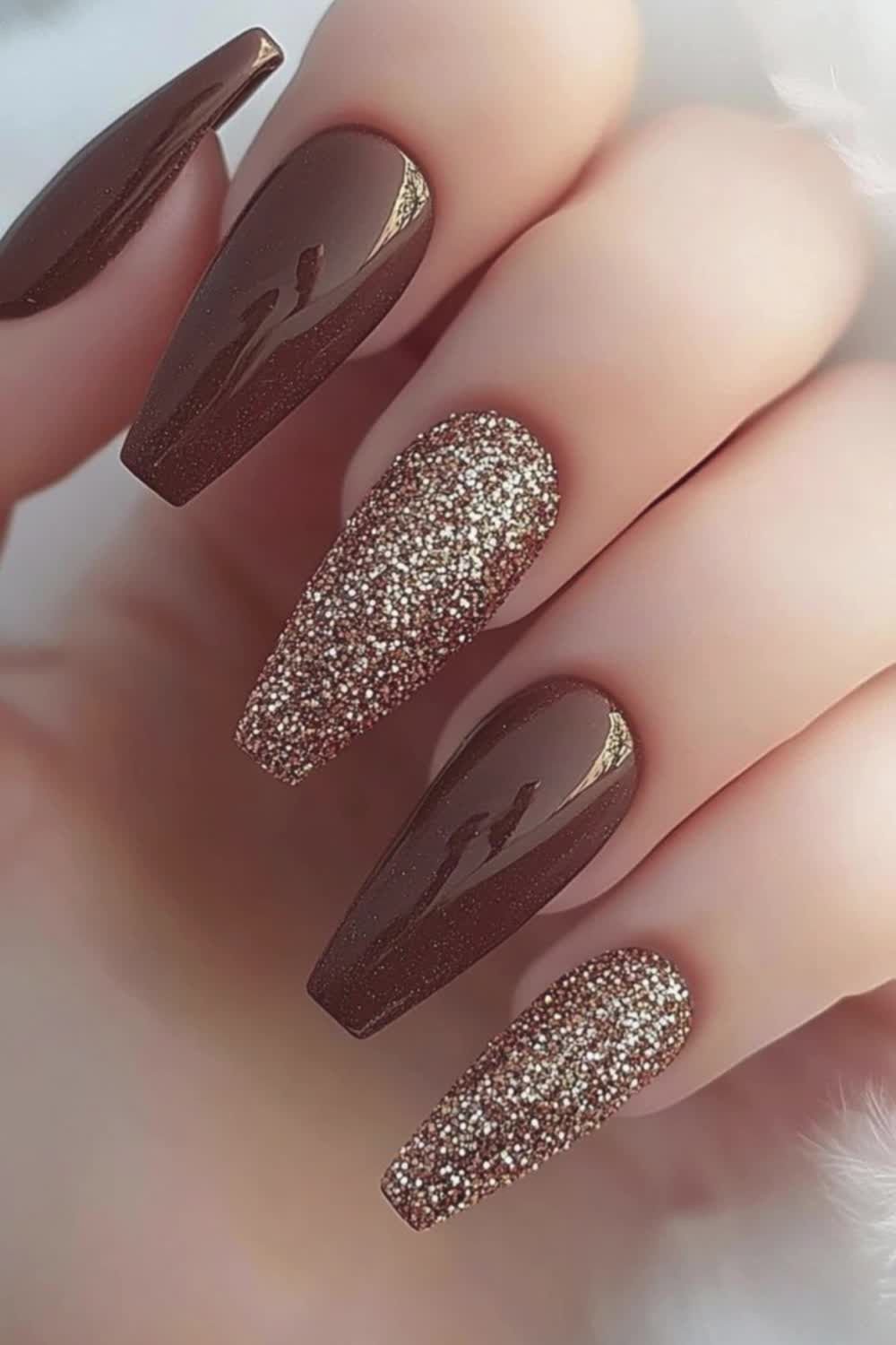 white french tip with glitter line