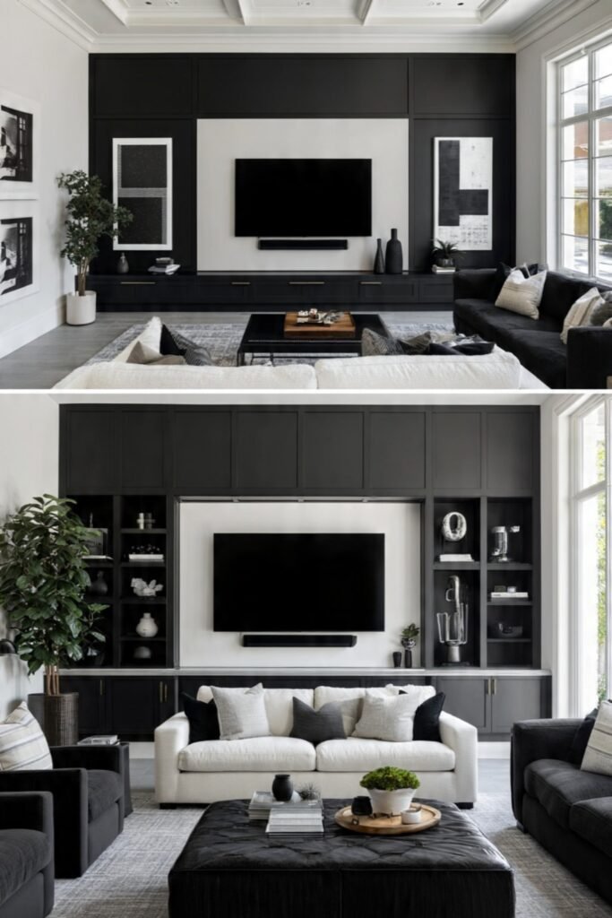 Black and white tv wall,