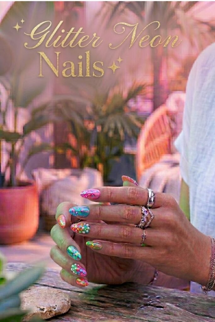  Neon Heart Nails for a Cute Romantic Look