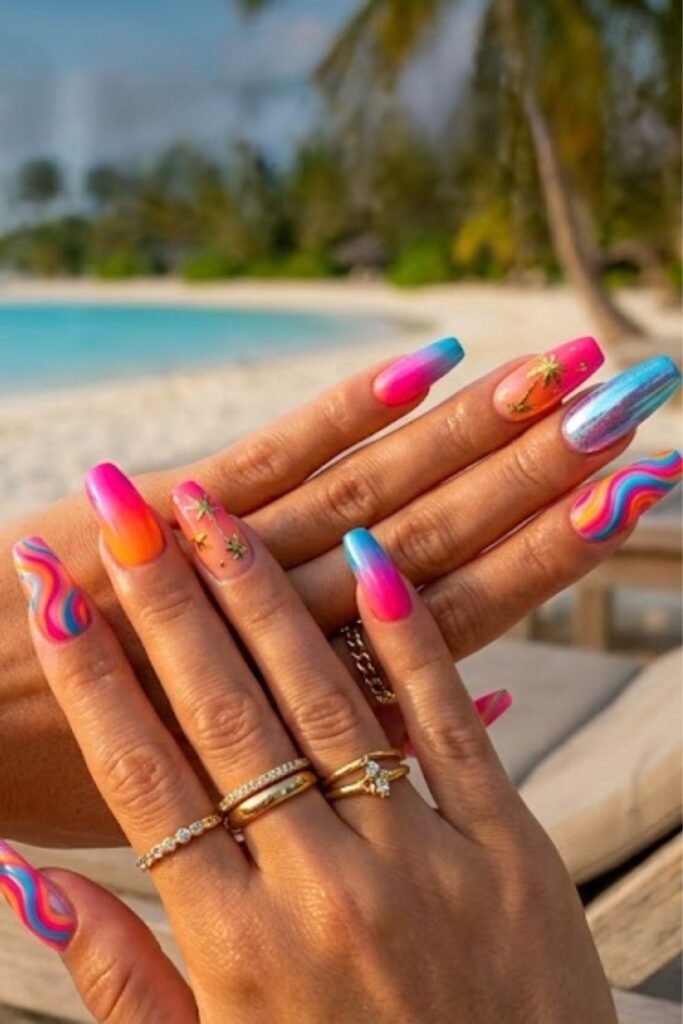  Neon Floral Nails for Cute Summer Vibes