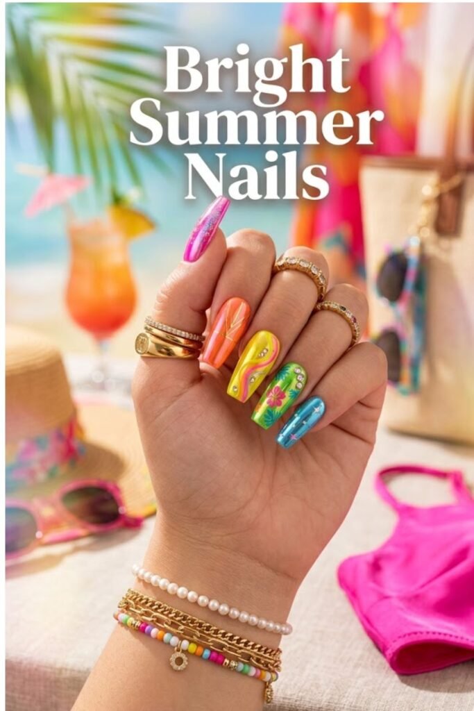  Neon Bright Summer Nails Trend 2026