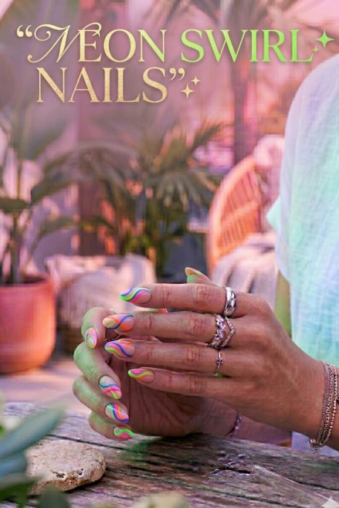  Neon Swirl Nails Design Inspiration