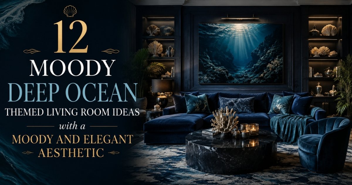 Moody Deep Ocean Themed Living Room