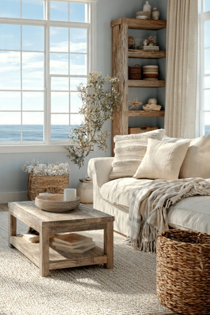 Natural Wood Tones for Coastal Balance