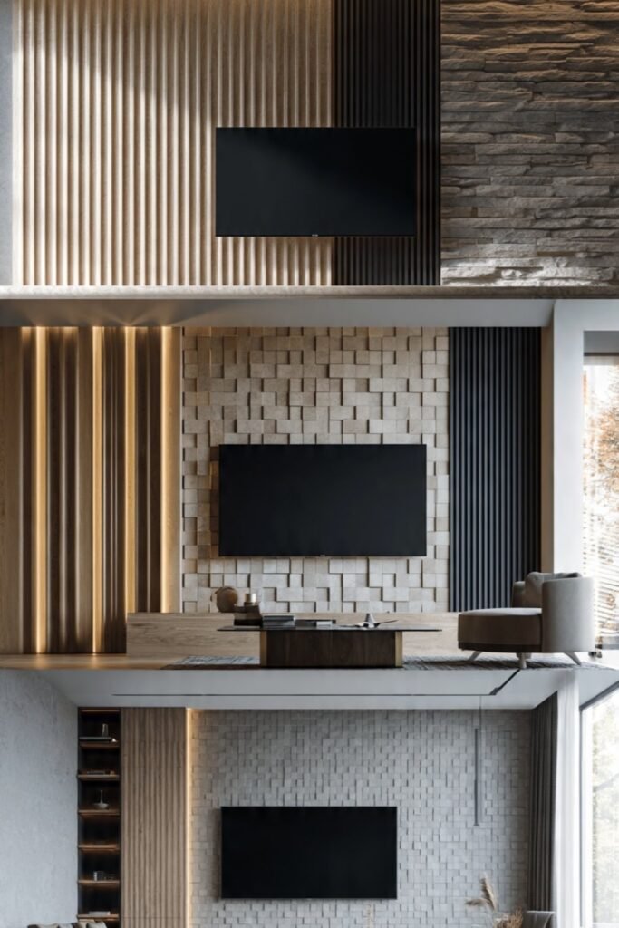 Textured tv wall design