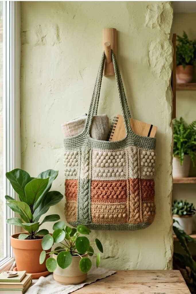 aesthetic crochet tote bag