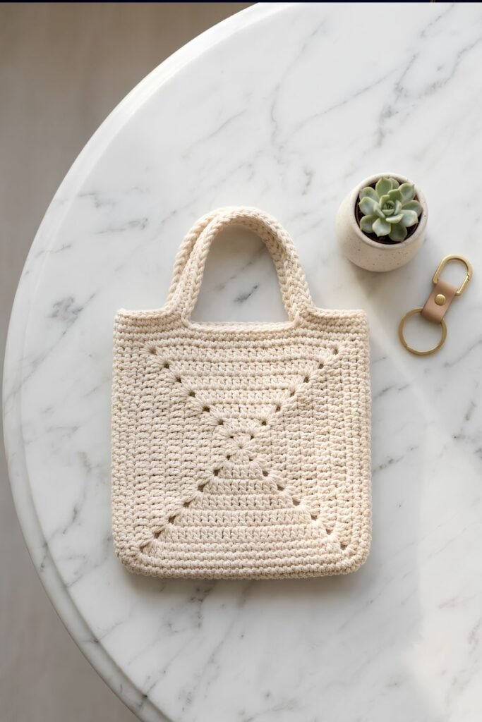 cotton crochet tote bag