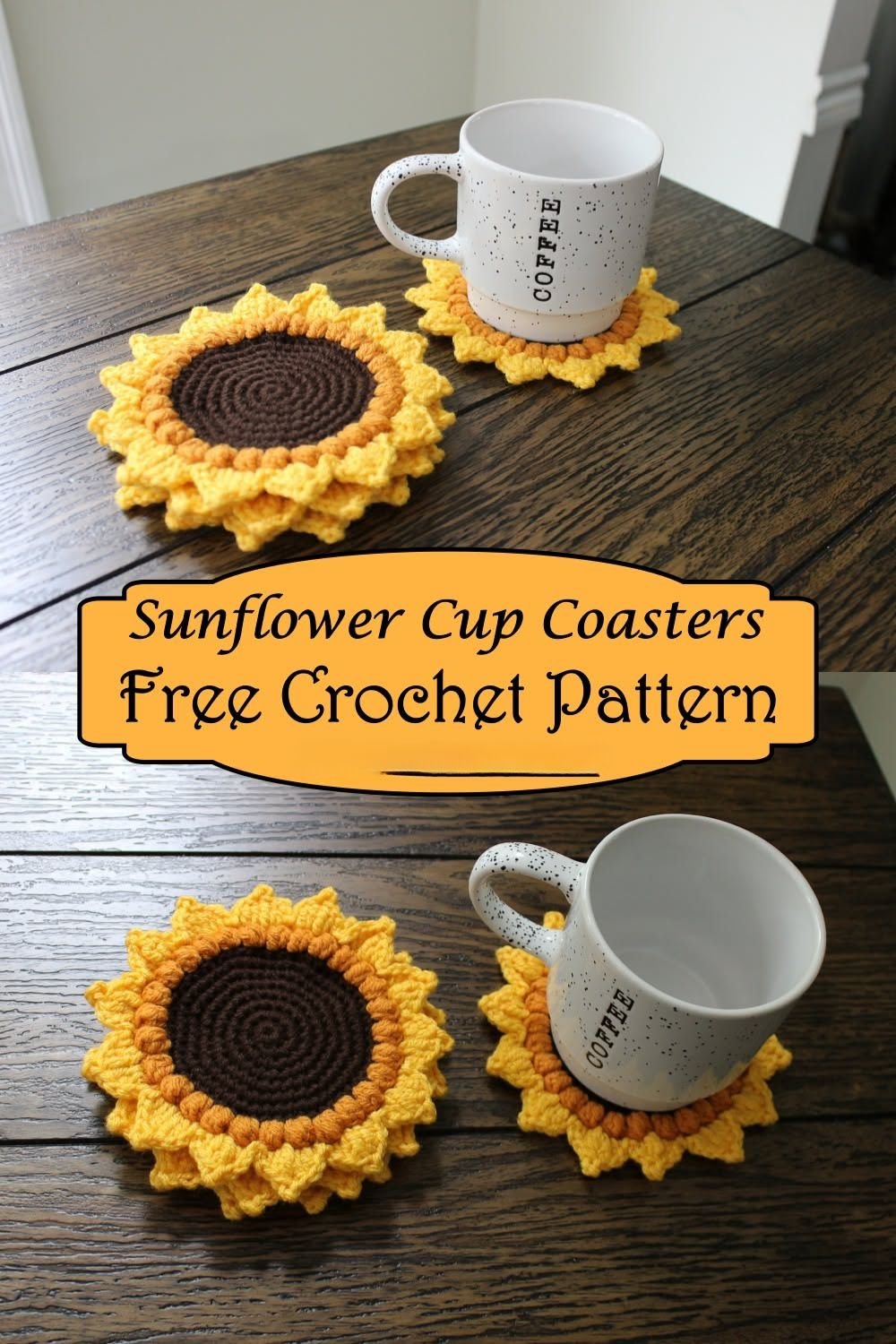 crochet sunflower mug cozy