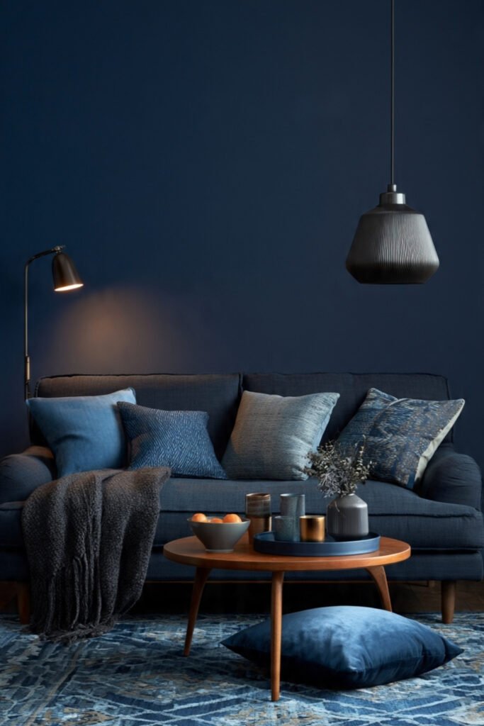 dark navy living room 