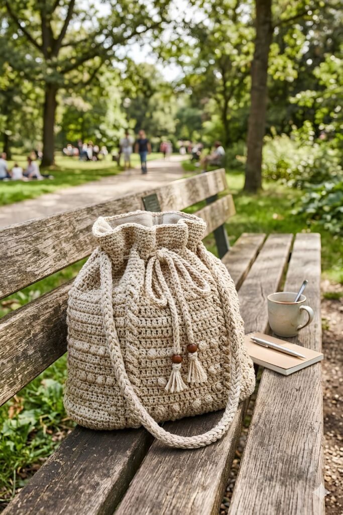 modern crochet tote bag