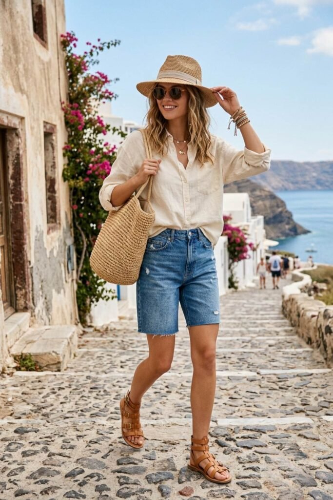  Wear Jorts with Strappy Sandals