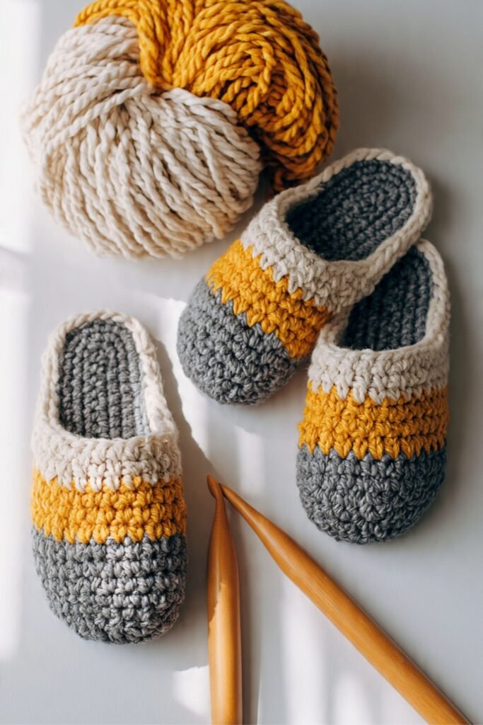 Adult Crochet Slippers with Thick Yarn