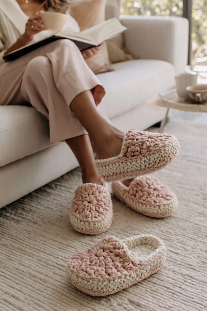 _Comfortable Women's Crochet House Slippers