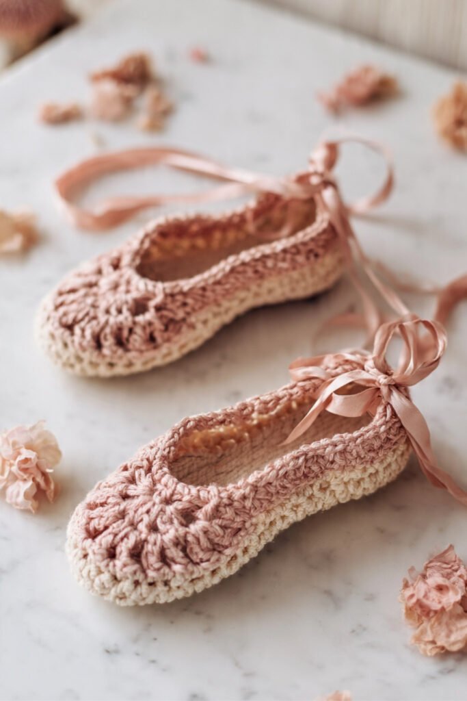 Cute Ballet Style Crochet Slipper