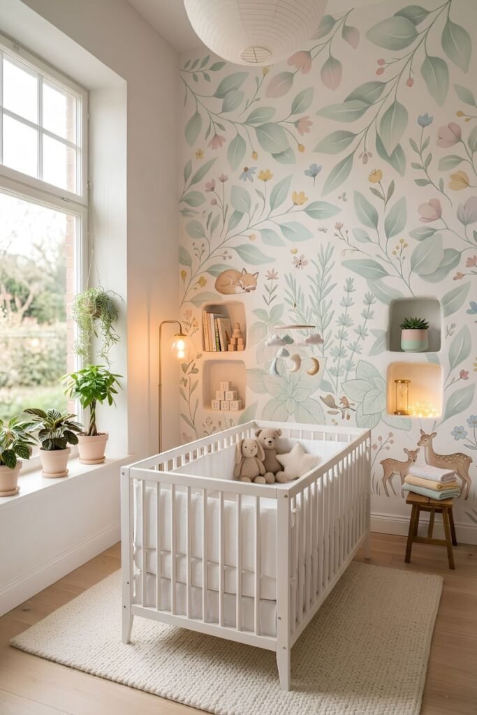 Nursery Soft Botanical Mural