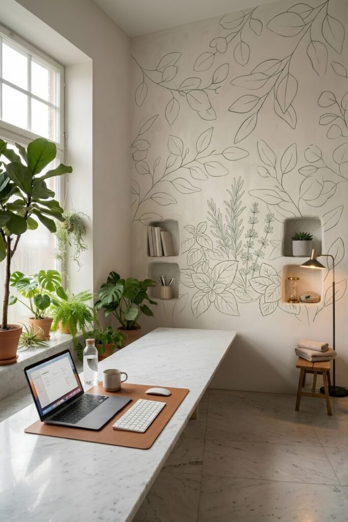Office Minimalist Greenery Mural