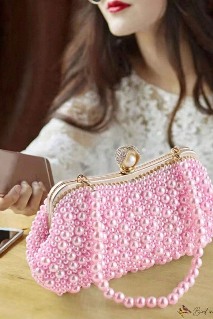 Pearl Embellished Crochet Clutch