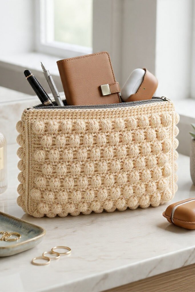Textured Bobble Crochet Clutch