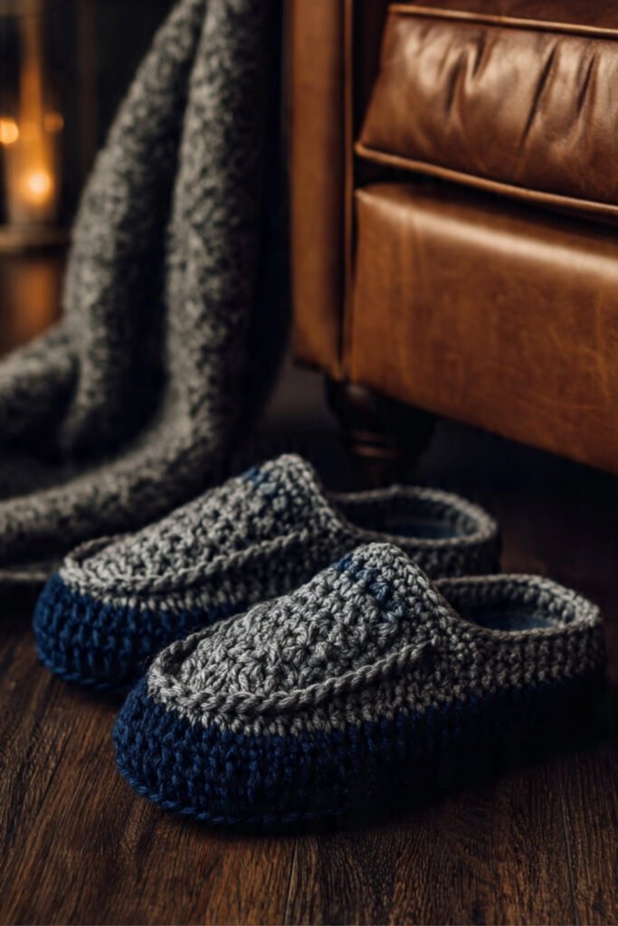 Warm Men's Crochet Slipper