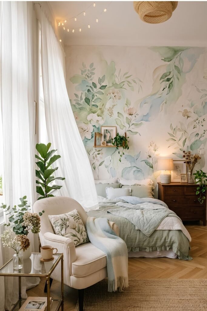 Watercolor Botanical Mural