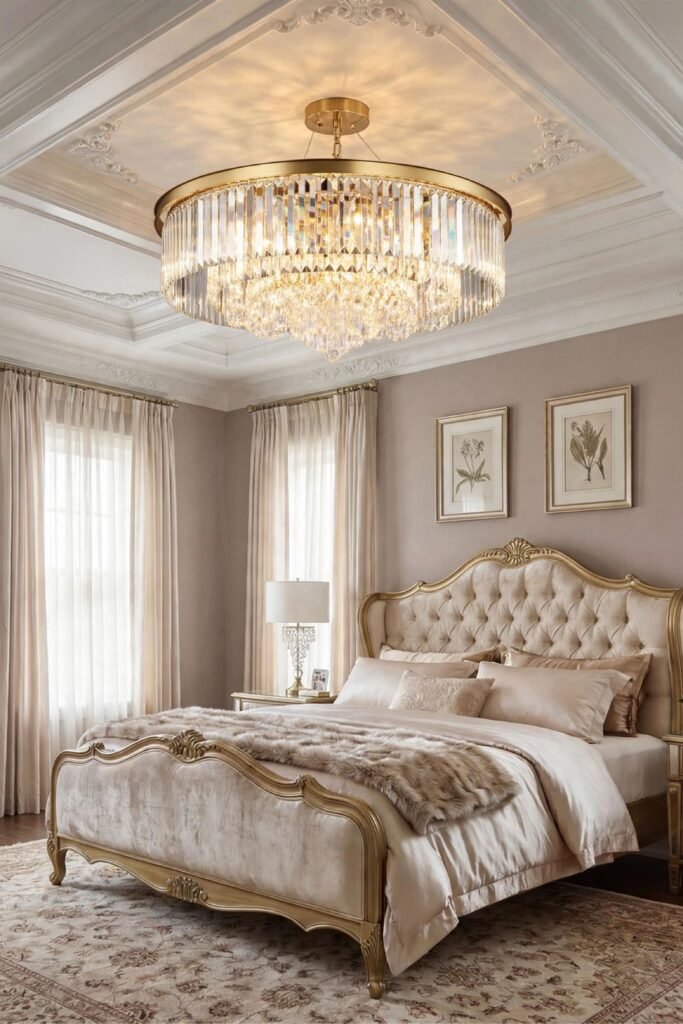 Bedroom with Gold and Brass Accents