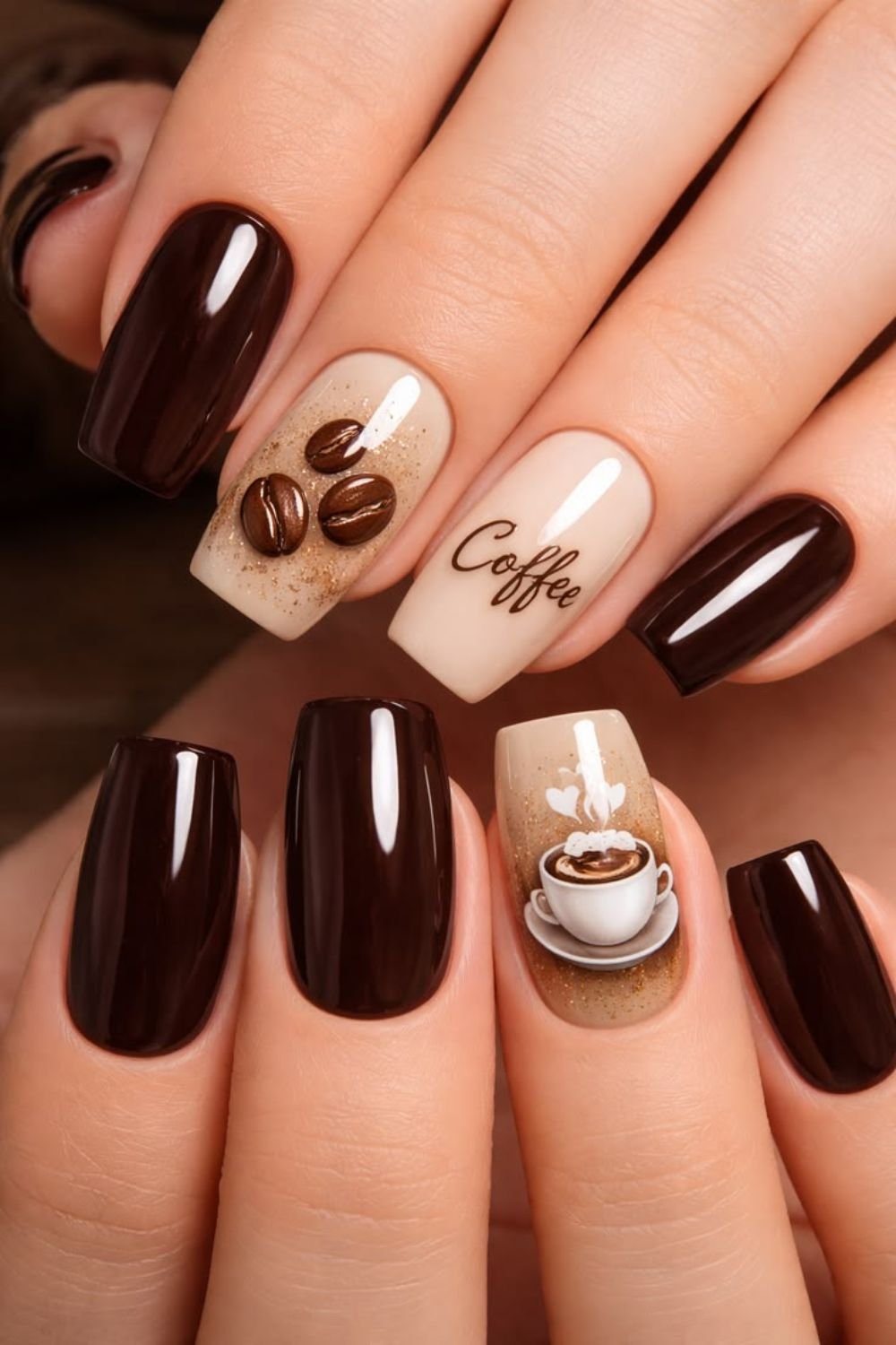 Brown acrylic nails