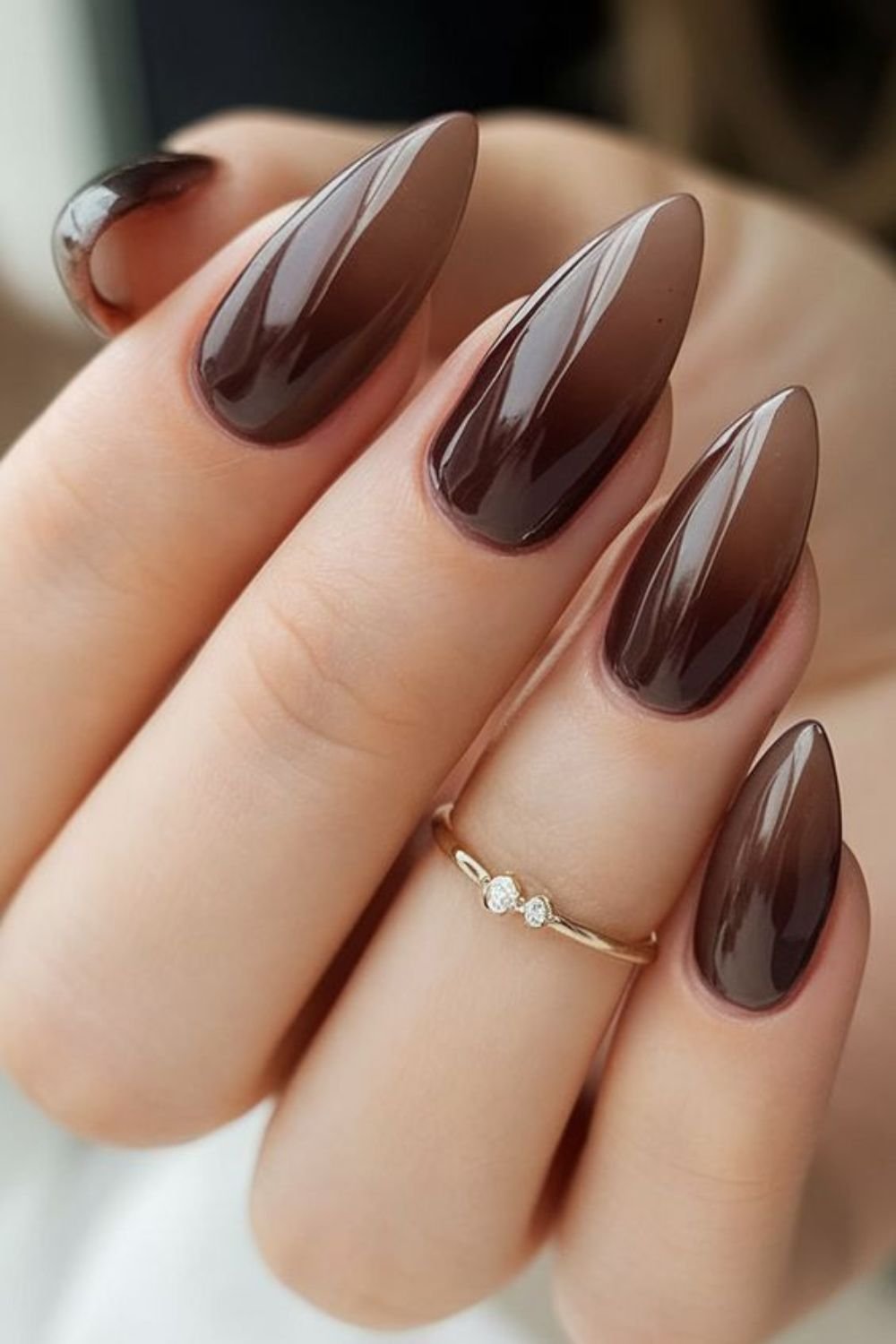 Chocolate Brown Nails Short