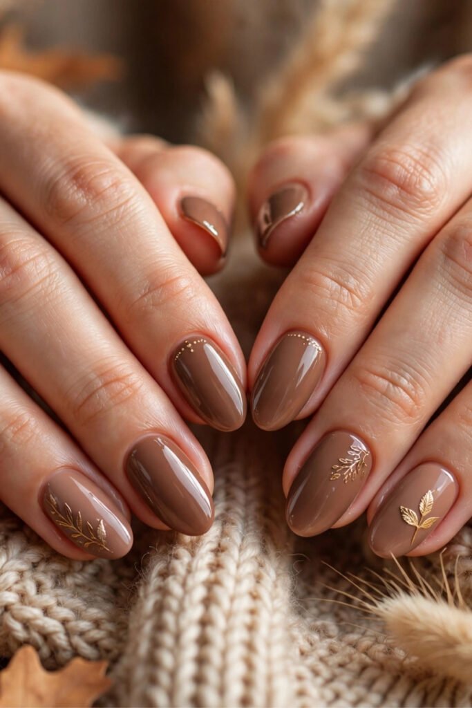 Classic Glossy Cozy Mocha Nails