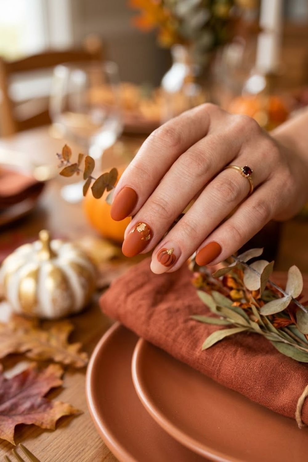 Cute simple thanksgiving nails short
