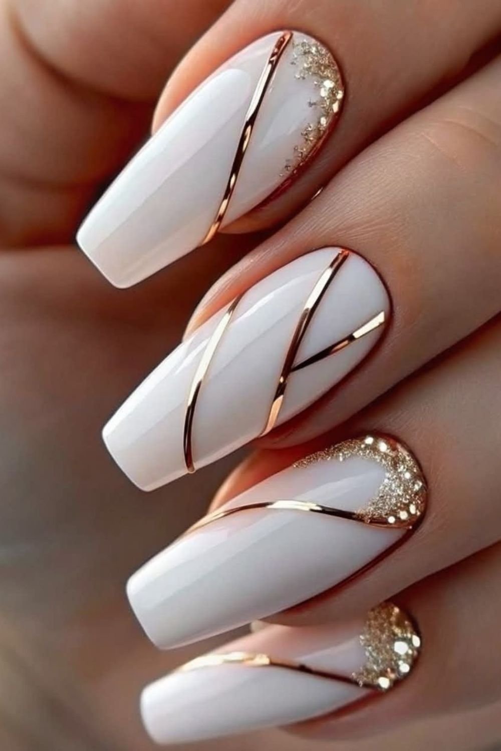 Glossy brown manicure