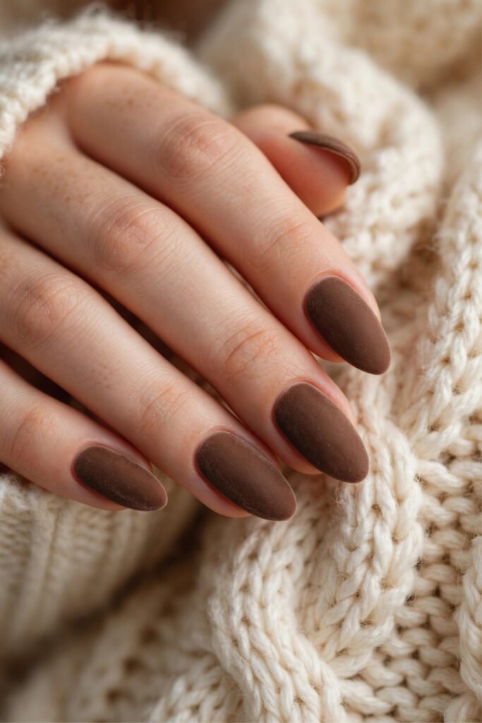 Matte Cozy Mocha Nails