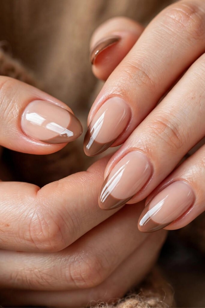 Mocha French Tip Nails