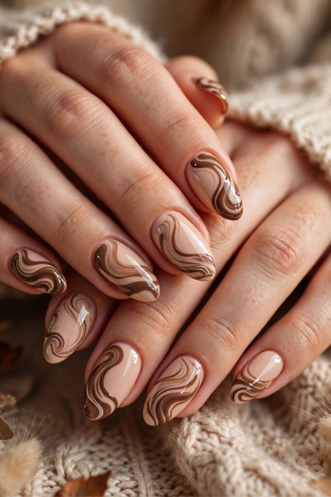 Mocha Swirl Nail Art
