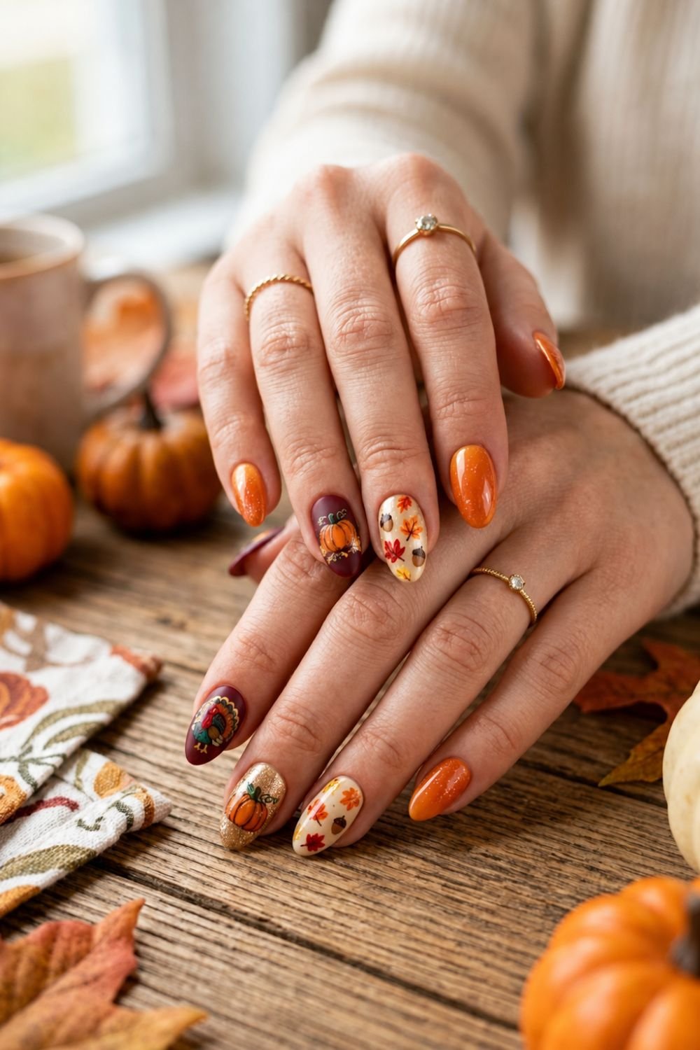 Thanksgiving nail ideas simple design