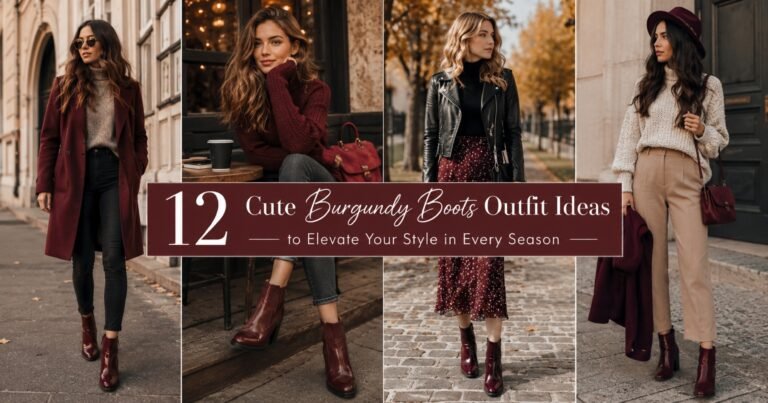 cute burgundy boots outfit ideas