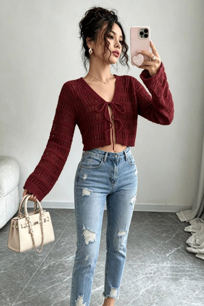 long Sleeve Summer Crochet Crop Tops