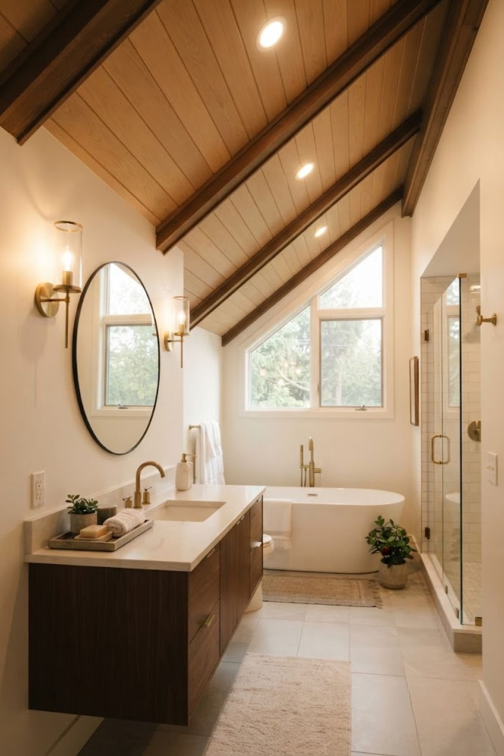 Attic bathroom ideas sloped ceiling with shower