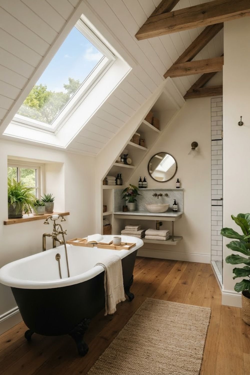 Sloped ceiling bathroom ideas with shower