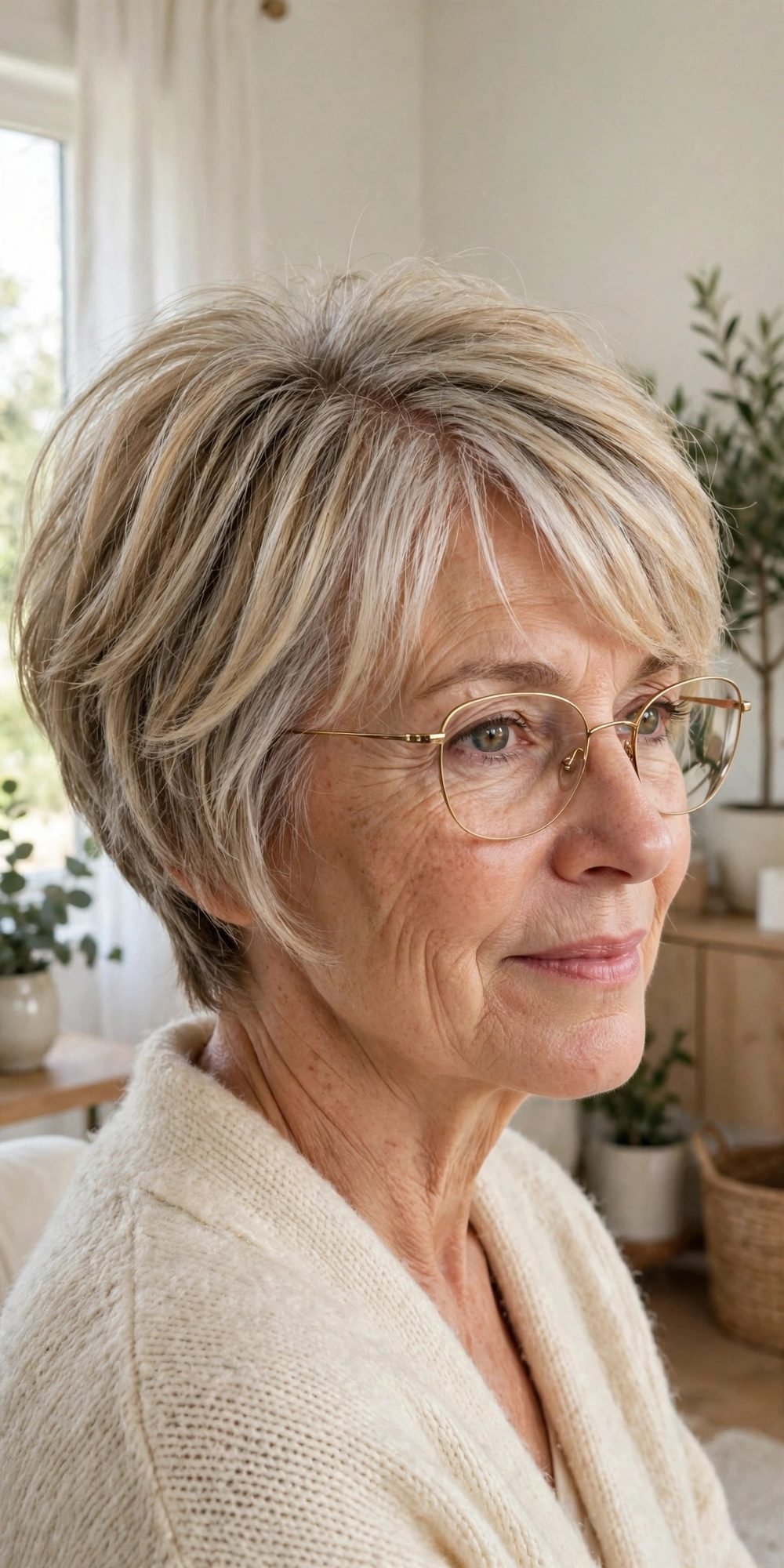Bixie cut for fine thin hair for women over 50: Bixie With A Side Fringe