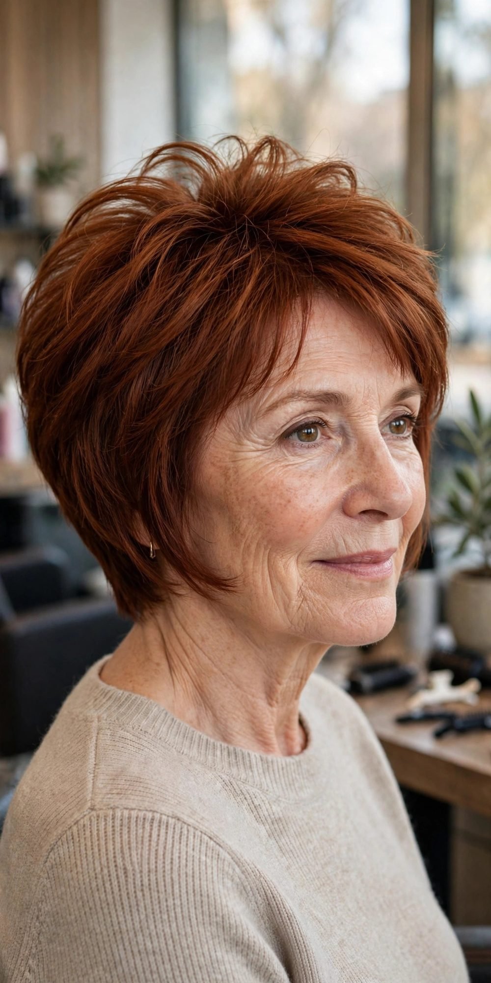 Bixie cut for fine thin hair for women over 50: Textured Bixie With Crown Layers
