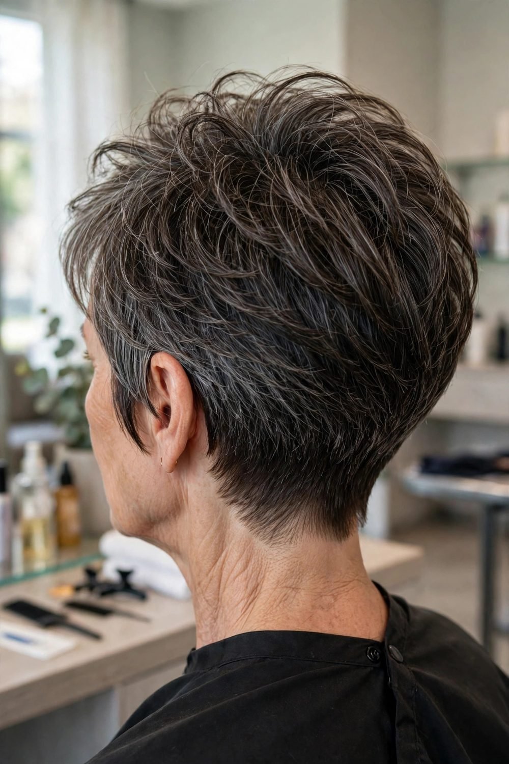 Bixie cut for fine thin hair for women over 50: Bixie With A Clean Tapered Nape