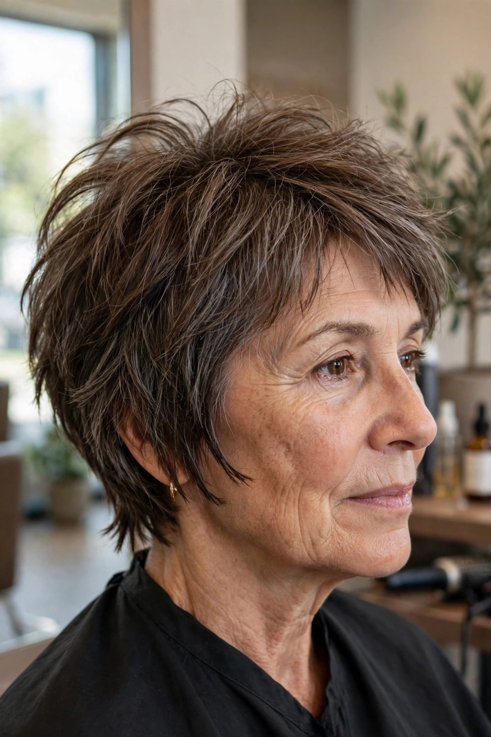 Bixie cut for fine thin hair for women over 50: Choppy Bixie With Piecey Ends